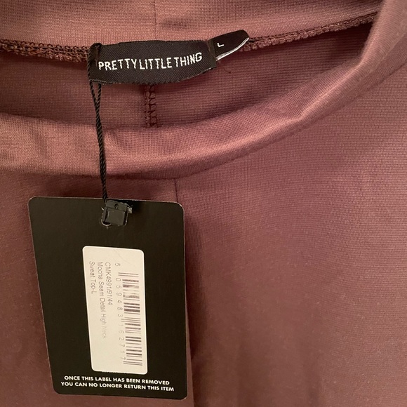 PrettyLittleThing Mocha High Neck Top Size Large - Picture 5 of 7